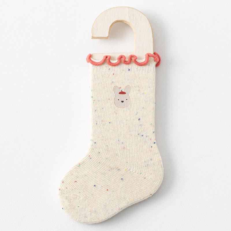 Newborn Baby Girl Mid-Calf Ruffle Princess Socks, Class A Cotton for 0-3 Years, Suitable for Spring, Autumn, Winter