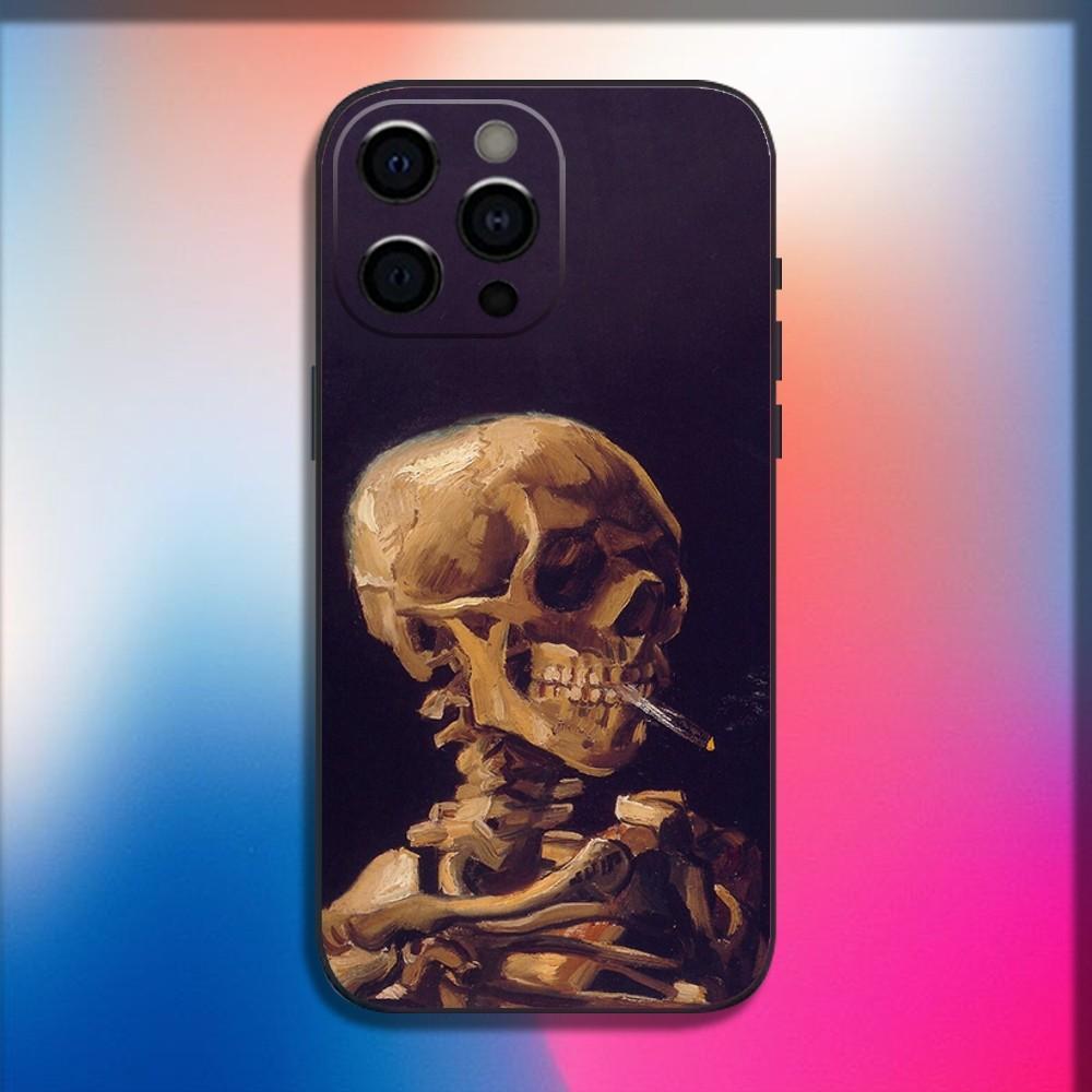 

Art Skull Phone Case For iPhone 16,15,14,13,12,11,Pro,X,XS,Max,XR,Plus,Mini Soft Black Cover iPhone11