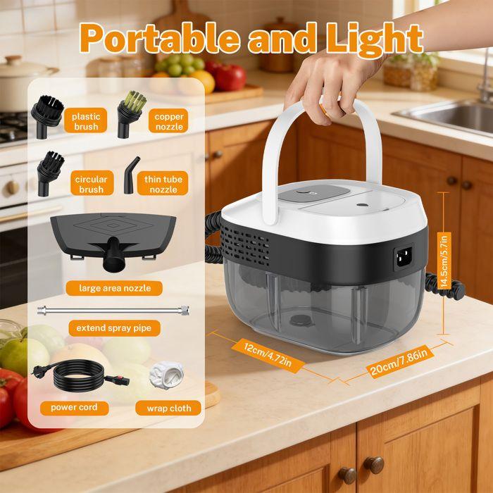 Steam Cleaner 2500W, Hand Steam Cleaner, 1600ML Water Tank, 3 Adjustable Speeds, for Windows, Kitchen, Car, Floor