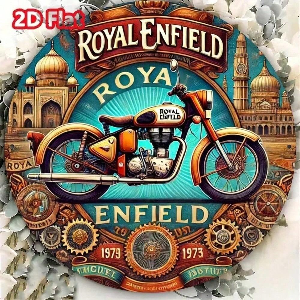 Placca in Latta Royal Enfield Moto Retrò Decorazione Garage Poster Metallico Vintage 8 Pollici