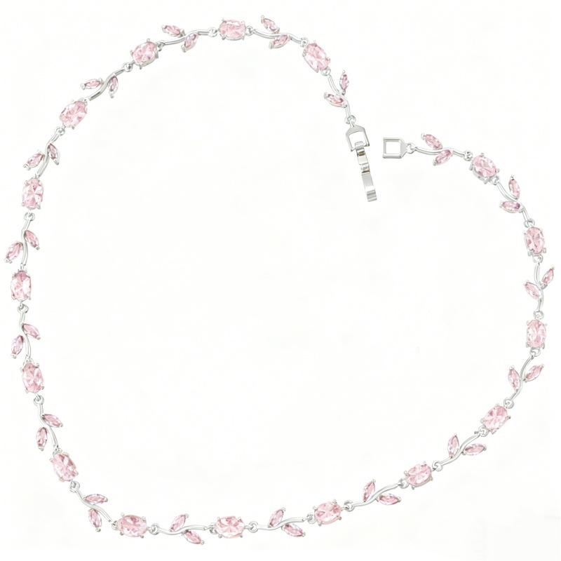 Light Luxury AAAAA Zircon Bracelet & Necklace Women's Exquisite Tulip Plant Design Jewelry Set