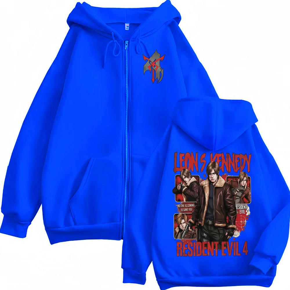 Leon Kennedy Zip Up Hoodie Resident Evil Requiemm Gamer Gift Zipper Hoodies Men's Women Sweatshirt Coats