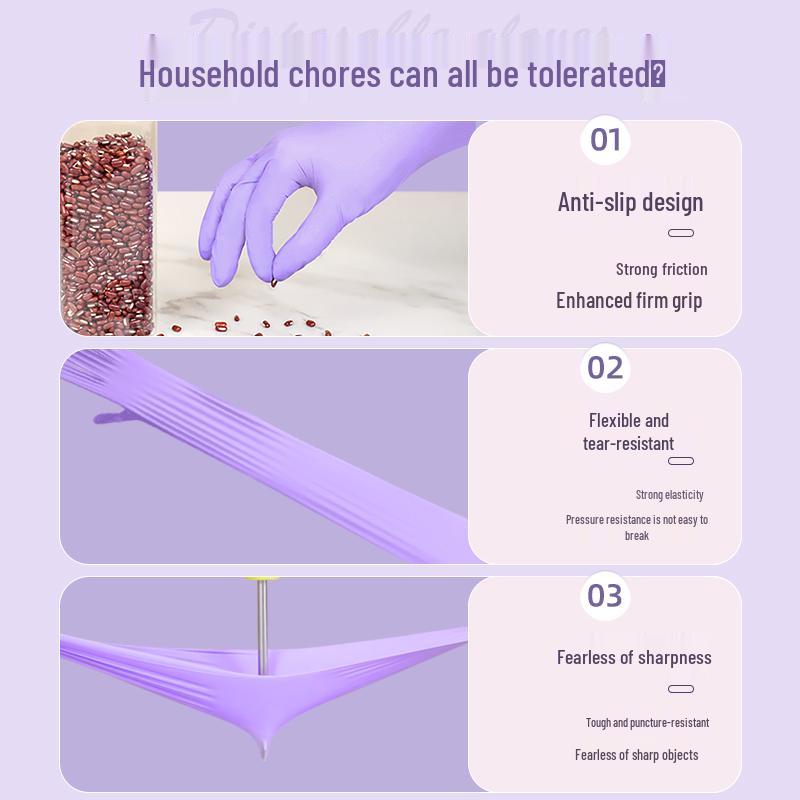 12-inch Durable Nitrile Dishwashing Gloves - Latex-Free, Waterproof, Food-Grade, Disposable for Kitchen Cleaning