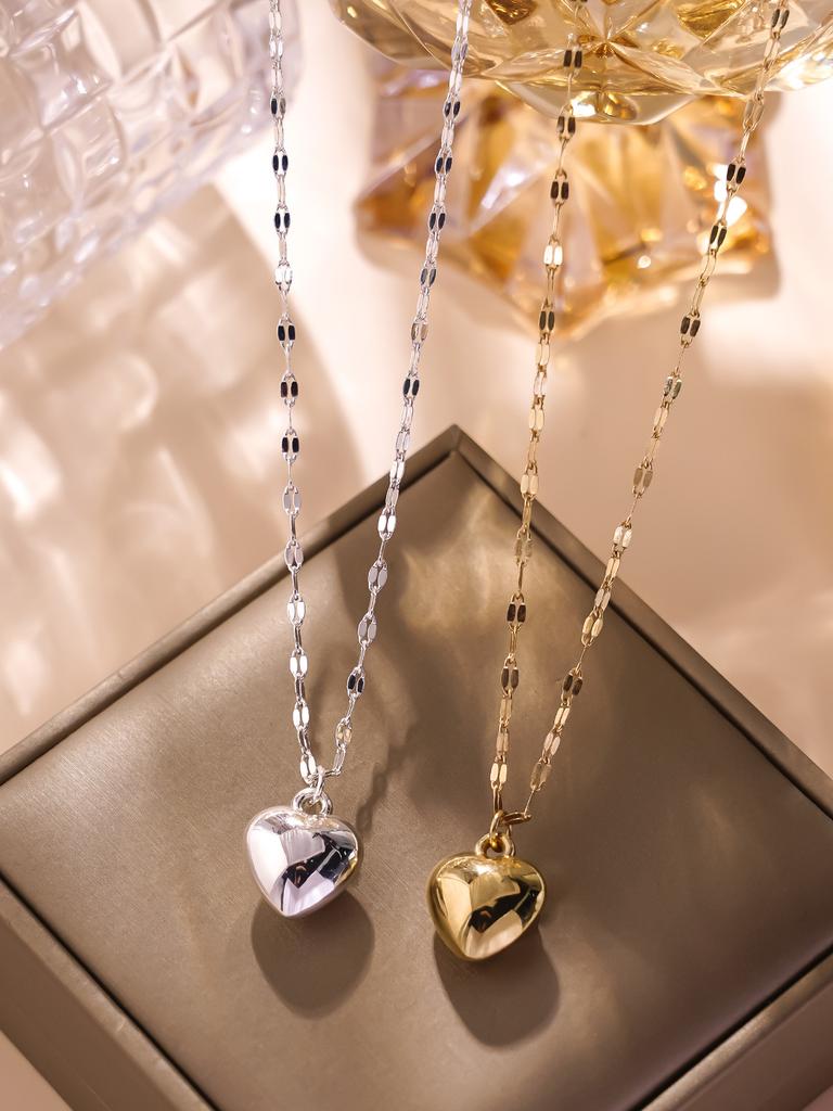 Edelstahl Liebesherz Halskette für Frauen 2025 Neue Trendige Lippenkette Einfache Anhänger Halskette Schmuck Geschenk