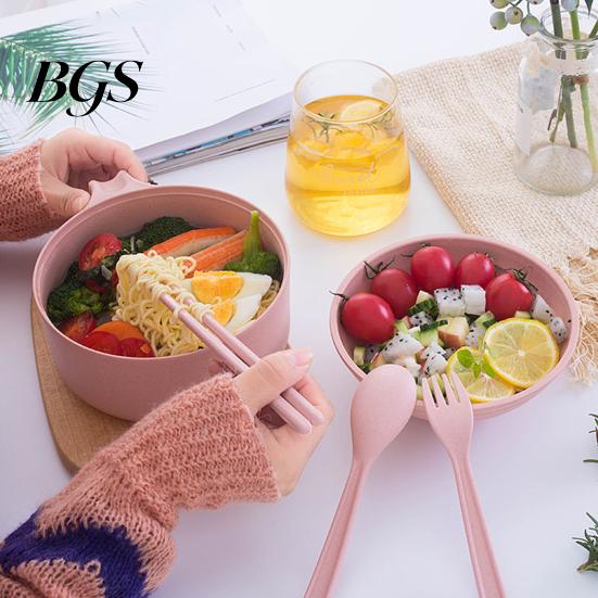 Salad Bowl 1 Set Multi-use Noodle Food Grade Heat-resistant Rice with Lid And Tableware Kitchen Student Dormitory Use Soup