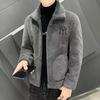 Men's Trendy Imitation Lambskin Jacket - Thick, Lapel Short Top, Plus Size, Autumn/Winter