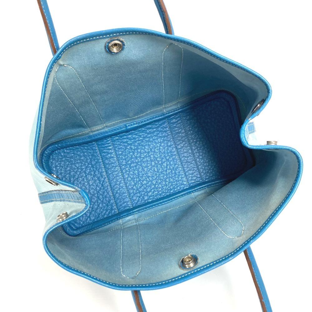Hermes Garden Party TPM Hand Bag Tote Bag Toile Offishe/Leather Blue