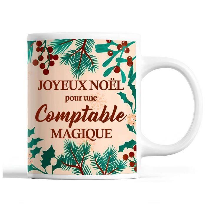 Mug - Noël Comptable Femme - Beige - 325 ml - Résistant Lave-vaisselle &amp; Micro-onde