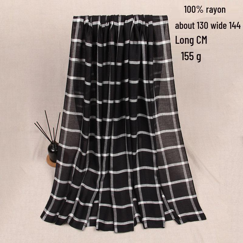 

Spring/Autumn Black & White Plaid Versatile Shawl Scarf - Soft, Large (130*144CM), European & American Style No Specific Size чорний/білий
