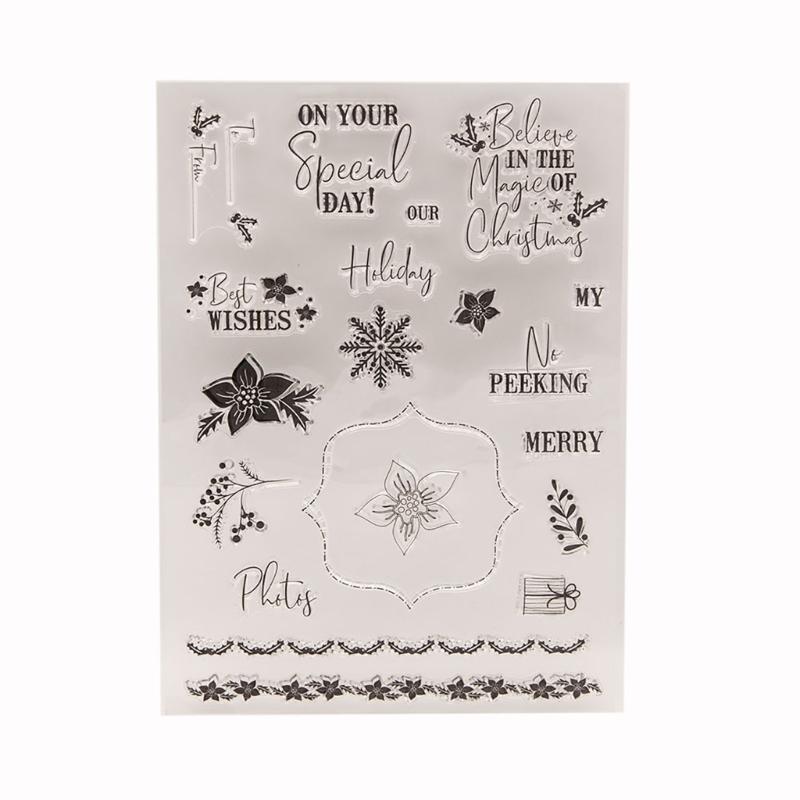 

Birthday Celebration Clear Stamp Flower Pattern Silicone Stamp for Birthday Card Making Scrapbooking Journal Planner 1