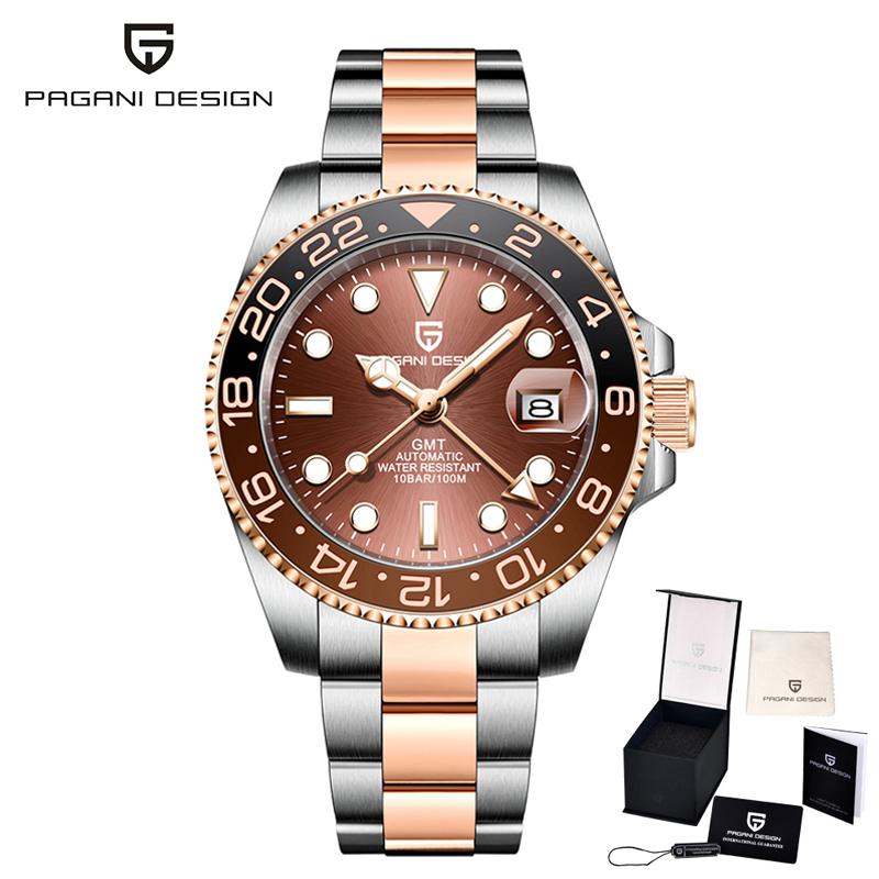 Pagani Designs New GMT Men's Mechanical Watch Luxury Sapphire Stainless Steel Ceramic Bezel Business Men's Automatic Watch