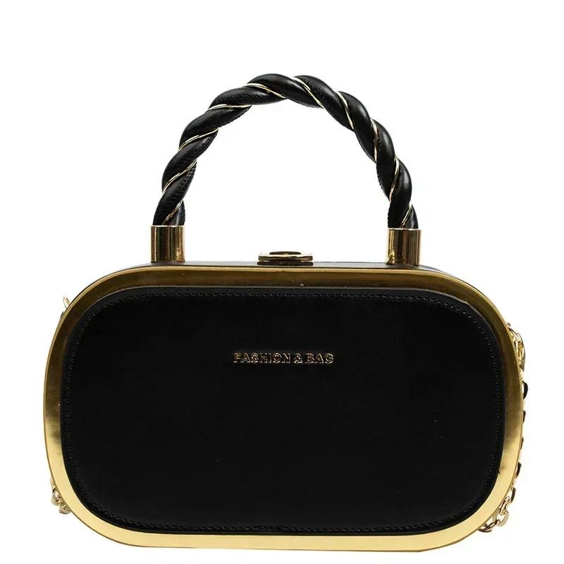 Fashionable Women Chain Box Bag Pu Shaped Small Square Bag Simple Crossbody Bag Portable Handbag Lady Shoulder Bag New Design
