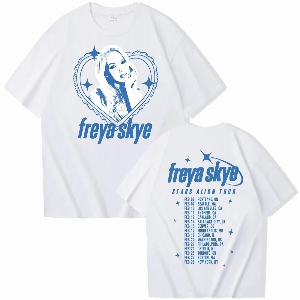 Freya Skye Stars Align Tour 2026 Harajuku Style Singer Merch Unisexs Crew Neck Short Sleeve Comfortable Unisex And Unisex TShirt