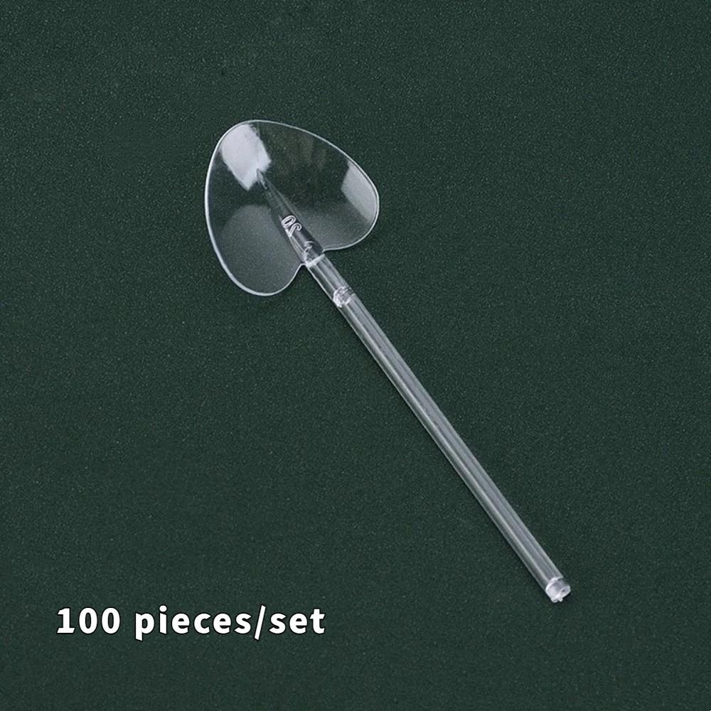 100PCS Lightweight Heart-shaped Spoons Thickened Ice Cream Spoons Disposable Spoons  Party