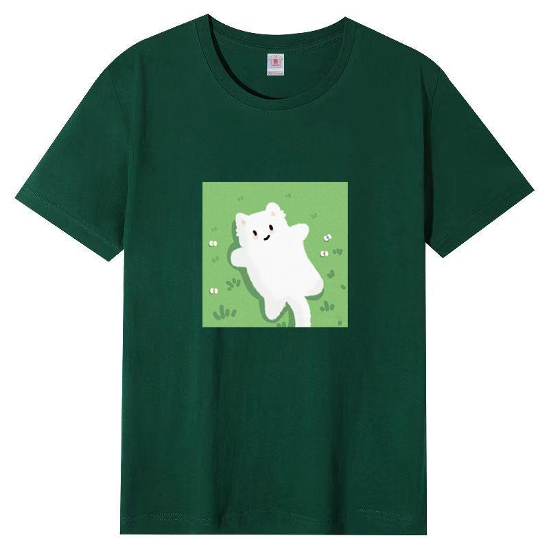 Cotton Short-sleeved T-shirt Female 2025 New Summer Printing Loose Simple Korean Version of The Top Body Shirt Female