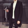 Men Suit Coat Lapel Long Sleeve Solid Color Mid-length Suit Jacket Slim Fit