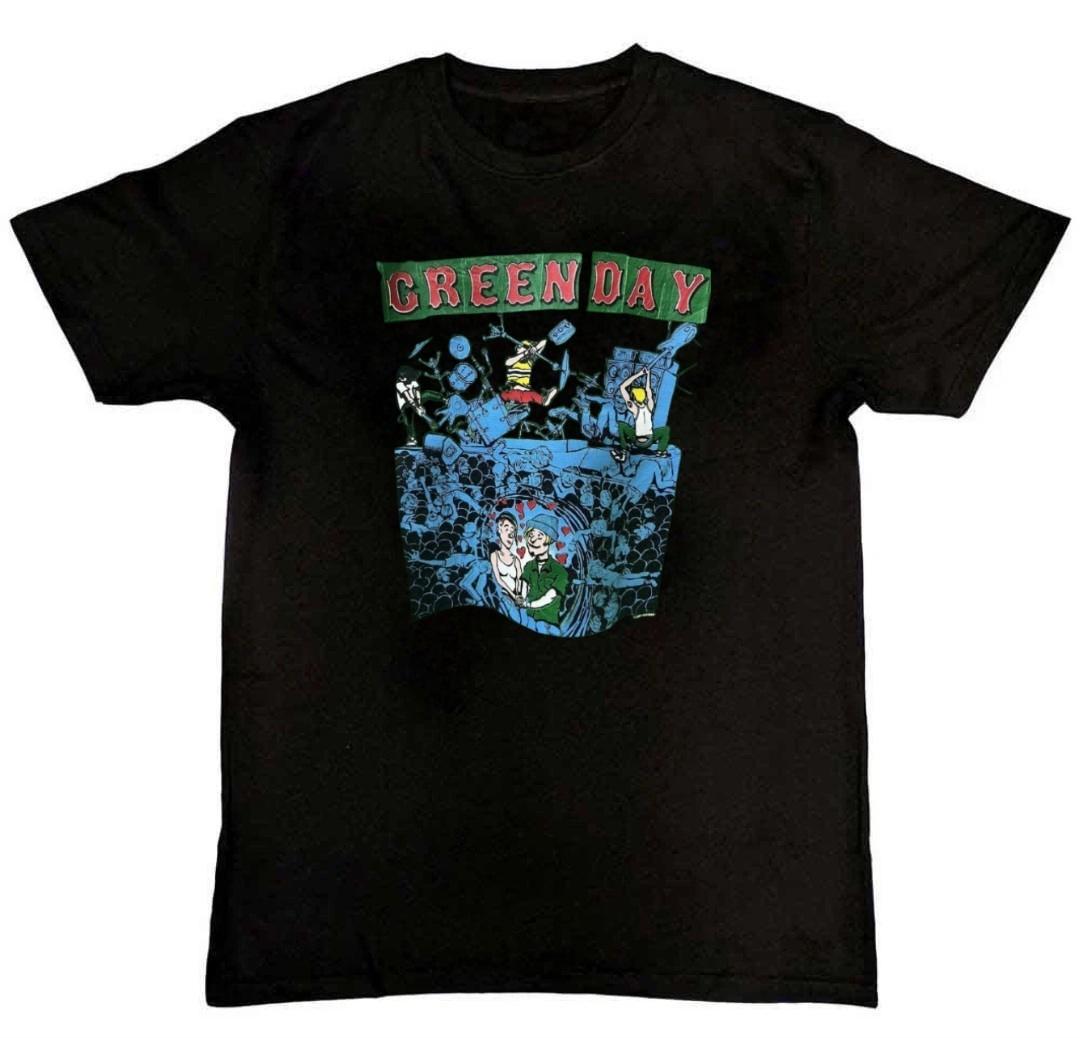 Vintage Green Day Band Graphic Print Mens T-Shirt S
