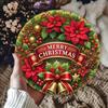 Jinxin Round Metal Christmas Tin Sign 8x8 Inch Poinsettia Wall Decor for Home Kitchen Retro Holiday Art