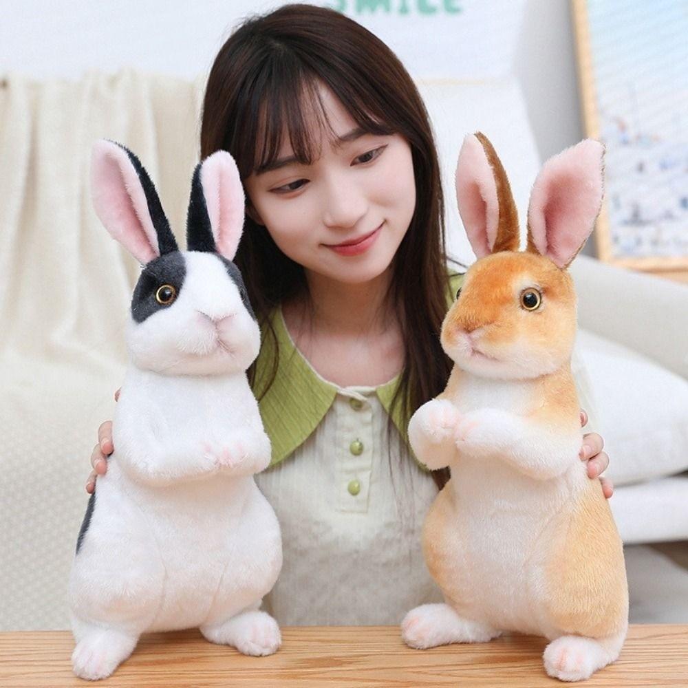 Soft Skin-friendly Simulation Animal Doll Long Ears Realistic Rabbit Plush  Birthday Gift