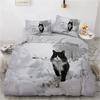 3D Bedding Sets Red Duvet Quilt Cover Set Comforter Bed Linen Pillowcase King Queen 210x210cm Size Pet Cat Design for Boys Girls