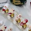 Handmade Matte Finish Press-On Nails With Santa Claus Design Brick Red A1043 Women Winter Holiday Wear
