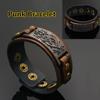 Vintage Wide Alloy Buckle Leather Wristband Cuff Bracelet Punk Snap Bracelet Wrap Bangle