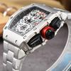 New barrel-shaped steel belt quartz watch six-pin running seconds fashion business watch men's watch