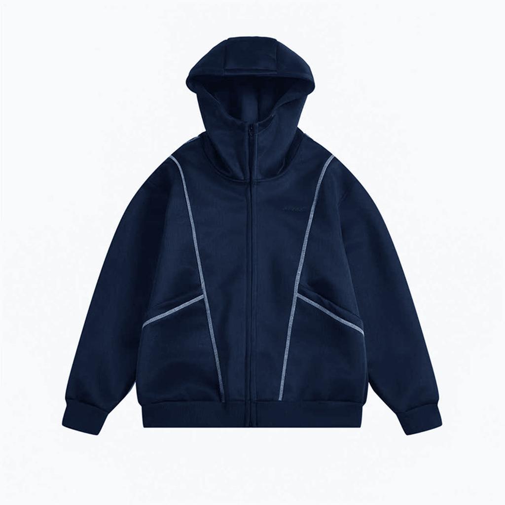 Men's American High Street Blockbuster Hooded Zip-up Cardigan Jacket Is A Textured Hooded Hoodie