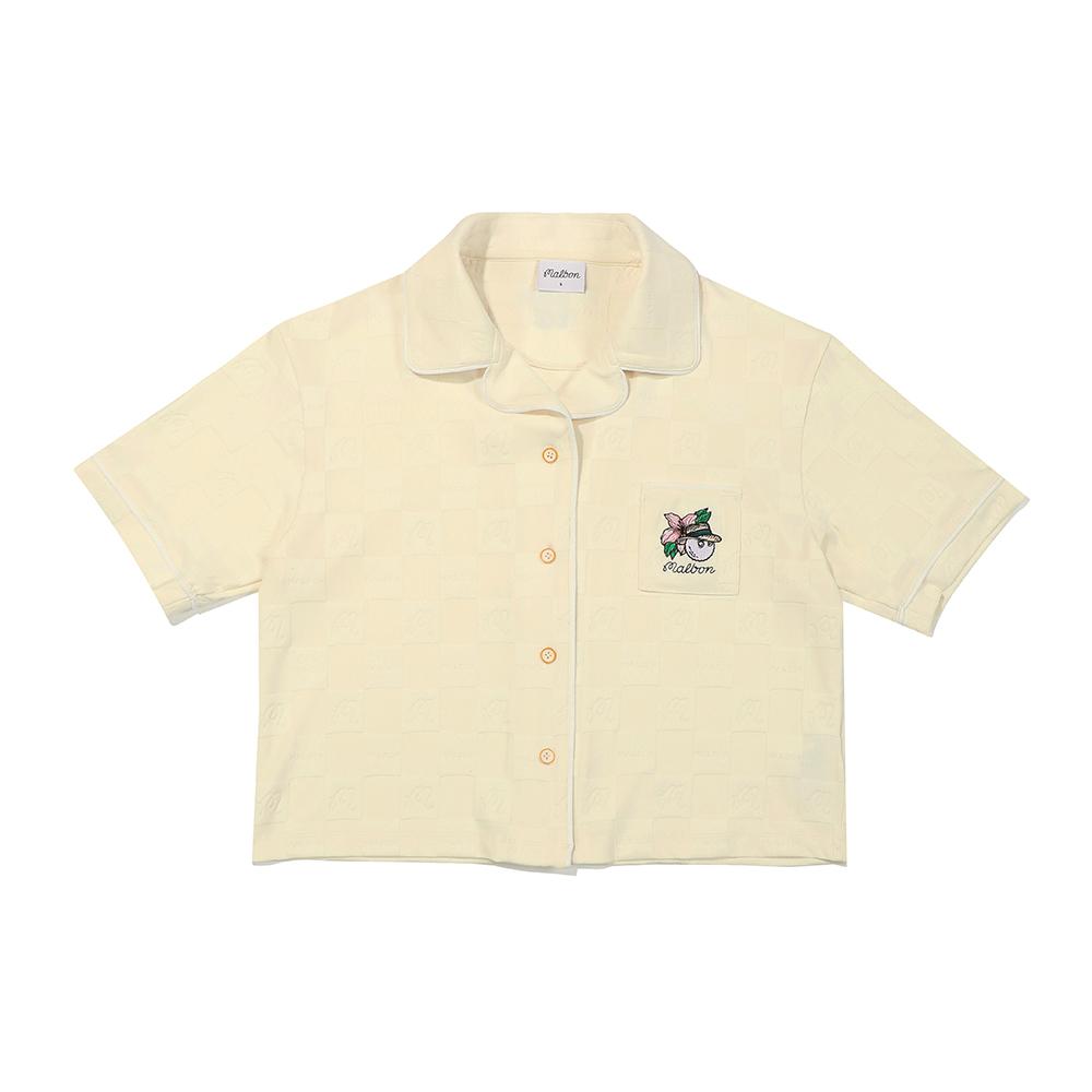 MALBON GOLF Panama Bucket Jacquard Polo Shirt Yellow (Woman)