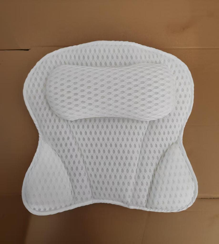 In Stock 4D Machine Washable Bath Pillow with 6 Suction Cups for Back Support