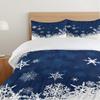 Christmas Themed Three-piece Quilt Cover Digital Printing Bedding Set Blue Snowflake Bed Cover