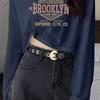 Thin Women Waistband Round Buckle Waist Belt Fashion PU Leather Belt  Student