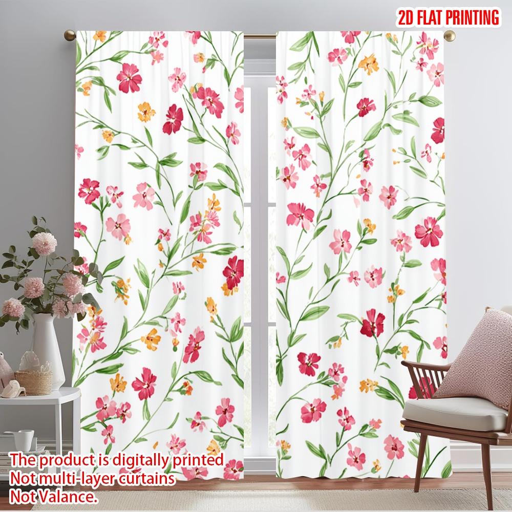 

2pcs,2D plane printing Minimalist Curtains Delicate Floral Blossoms Polyester Woven (without rod) Art Deco Festive Ldeal for 52.50×116.00 CM 2pcs