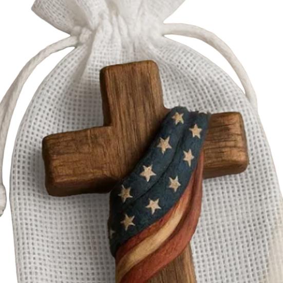 1/2 Stück Glaube Stärke Taschenumarmung mit Inspirationskarte Tragbare Holz Patriotische Glaubensmarke Dekoration Christliche Religiöse Geschenke