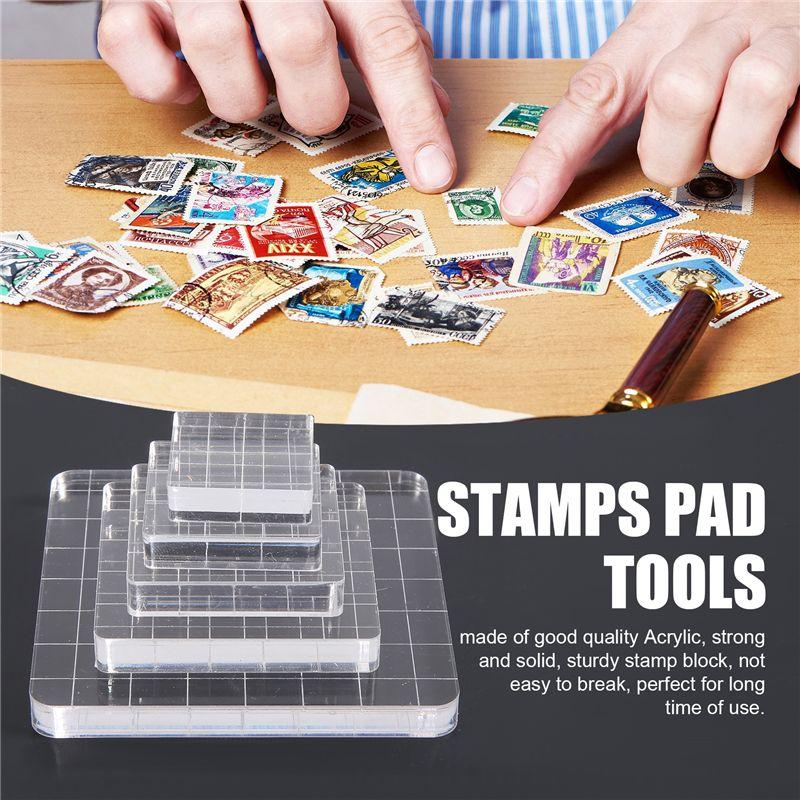 Good-6 Pieces Stamp Blocks Acrylic Clear Stamping Blocks Tools With Grid Lines For Scrapbooking Crafts Making