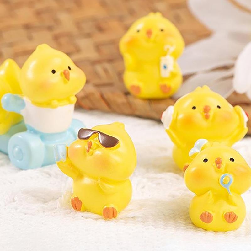 Cute Little Yellow Chicken Animal Micro Landscape Ornaments Resin Figurines Miniatures Doll Home Decorations Desktop Accessories
