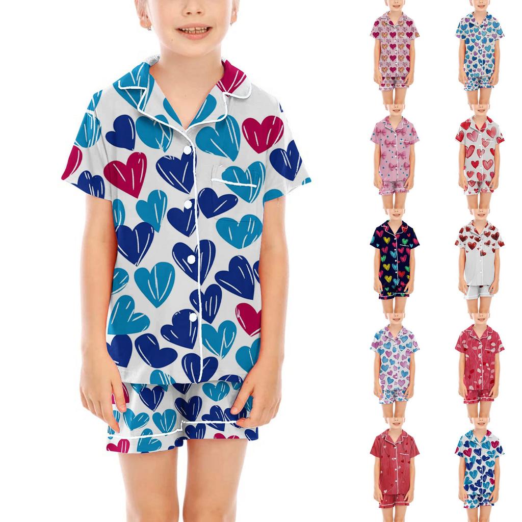 Dětské pyžamo Módní dvoudílná sada košile a šortek Měkká sváteční ležérní oděvní sada