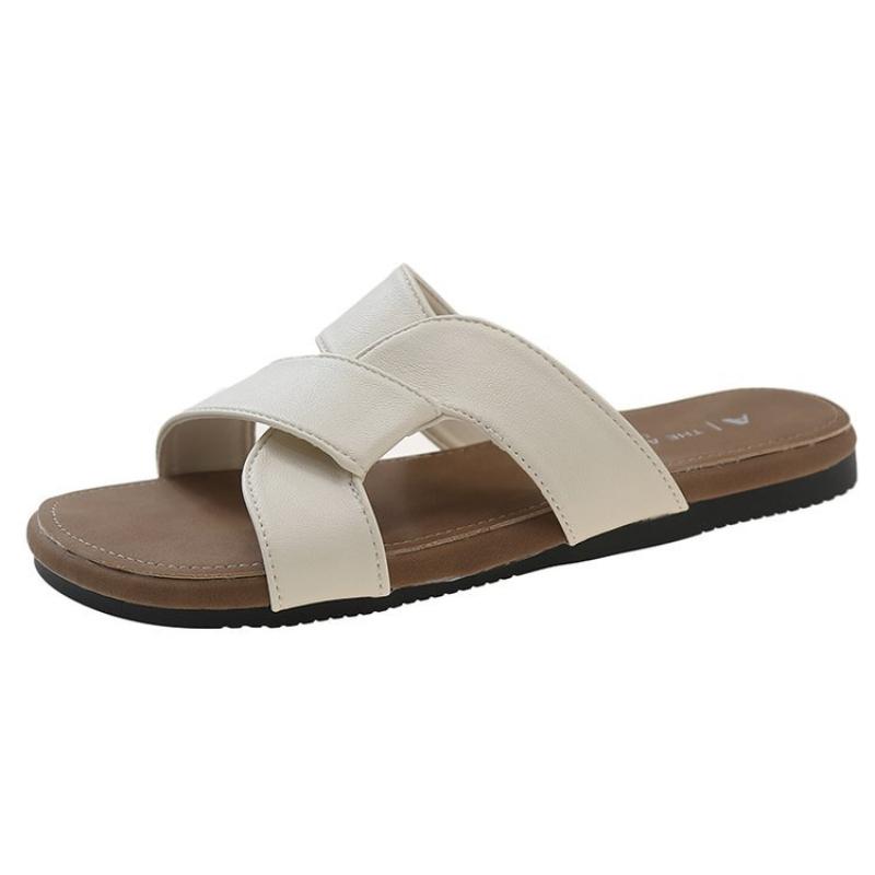 Cross-strap Women's Summer Outdoor French Retro-style Casual Flat Beach Non-slip Slippers