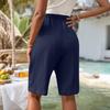Womens Linen Shorts High Waisted Casual Shorts Drawstring Shorts With Pockets