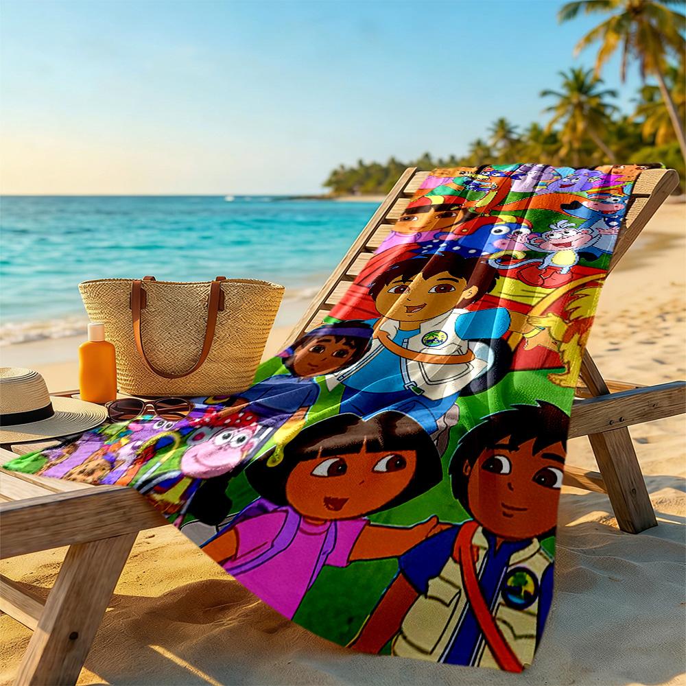 Dora Explorer Beach Towel Soft Durable Quick-Dry Comfortable Lightweight Portable for Swimming,Beach,Camping, Travel, Beach Accessories,Gym
