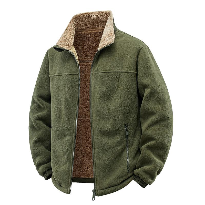New Autumn and Winter High-quality Cold-proof and Warm Fleece Jacket Solid Color Corduroy Sweatshirt Same As Men and Women Lovers