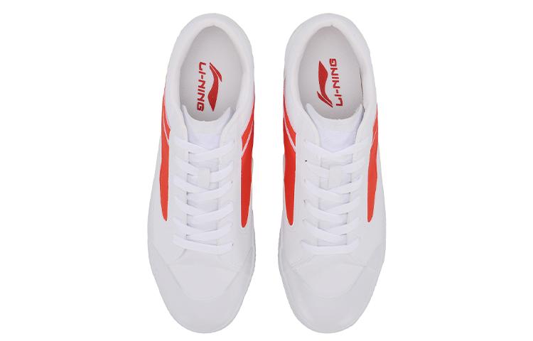 Li Ning Wave Slip Resistant Abrasion Resistant Low top Skateboard Shoes Men's White Orange AGCP163-3