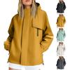 Kvinner Solid Stripe Regnjakke Outdoor Plus Vanntett Regnjakke med hette vindtett