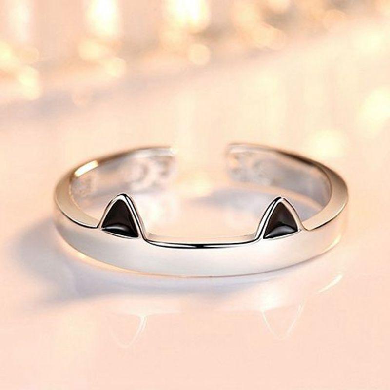 cat ear ring, schoolgirl simple creative trendy index finger opening ins couple adjustable ring