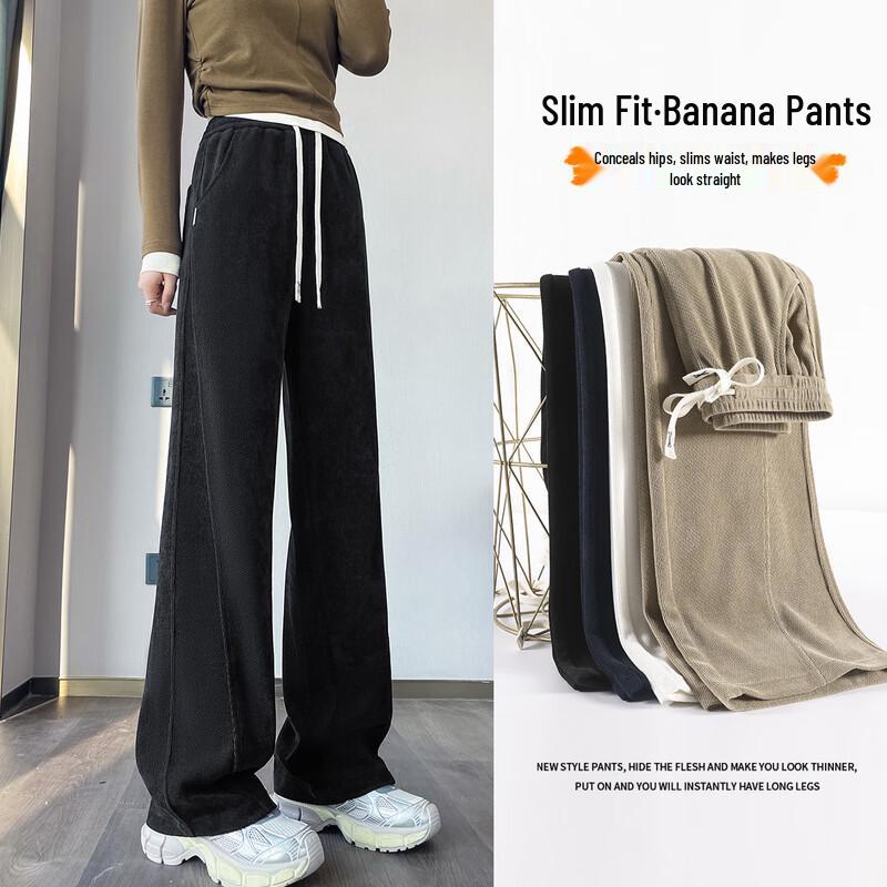 Hstyle Women's High-Waist Wide-Leg Banana Pants
