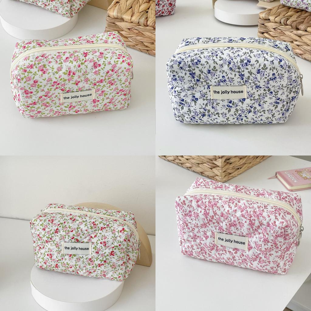 Classic Floral Pattern Makeup Bag With Zipper For Girls Travel And Daily Use