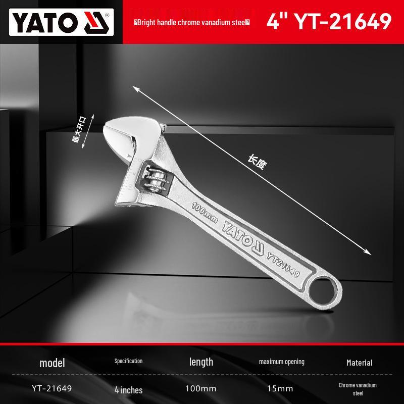 YATO CRV Industrial-Grade Universal Large Opening Adjustable Wrench