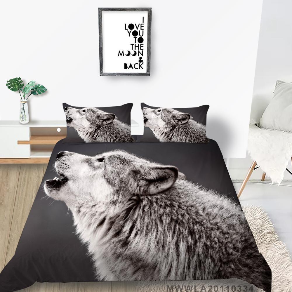 2023 New Style Unique Design Bedding Cover Suit Fashionable Decorative Wolf Printed Home Textiles Queen King Size Bedding