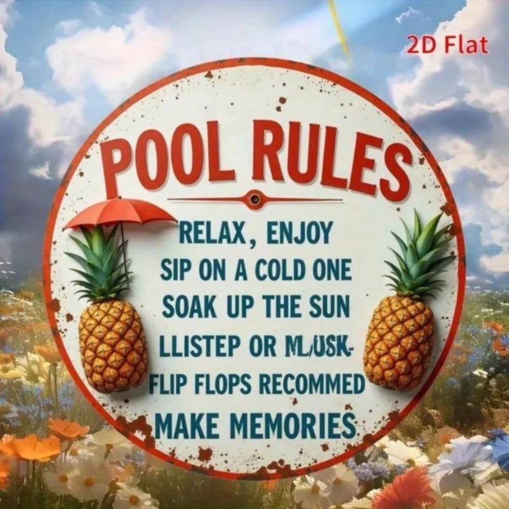 Vintage Tin Metal Sign Pool Rules Retro Wall Decor for Pub Bar Cafe