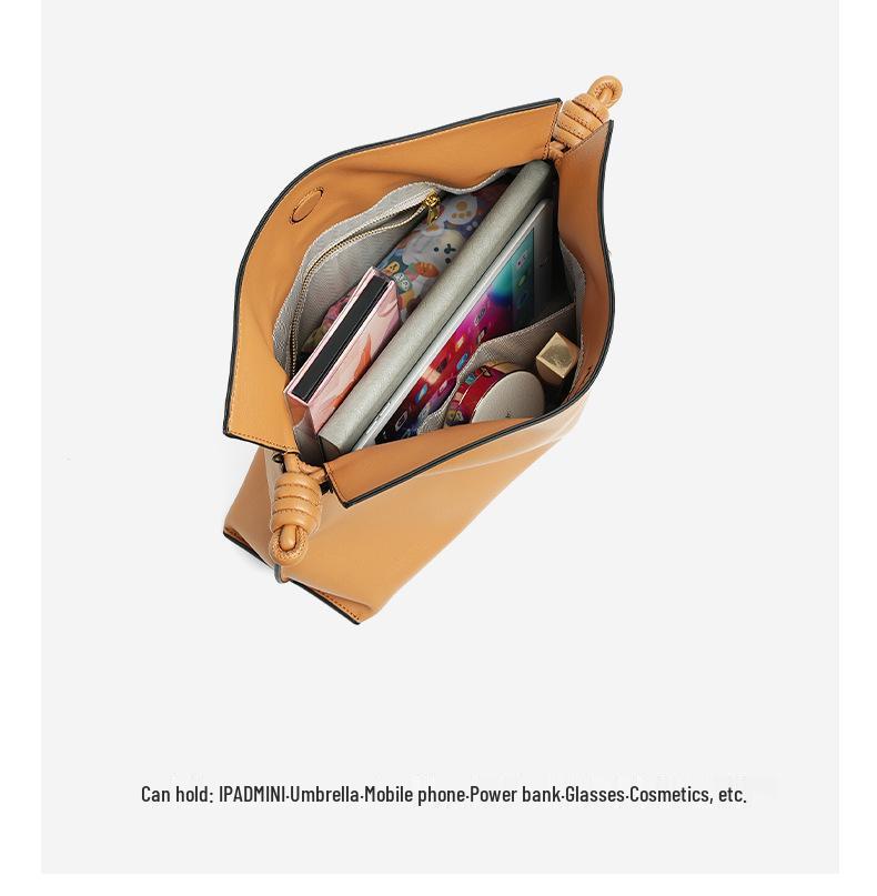 Pleated Cloud Bag: Women's Casual Cowhide Shoulder & Crossbody Bag with Drawstring for Versatile Commuting